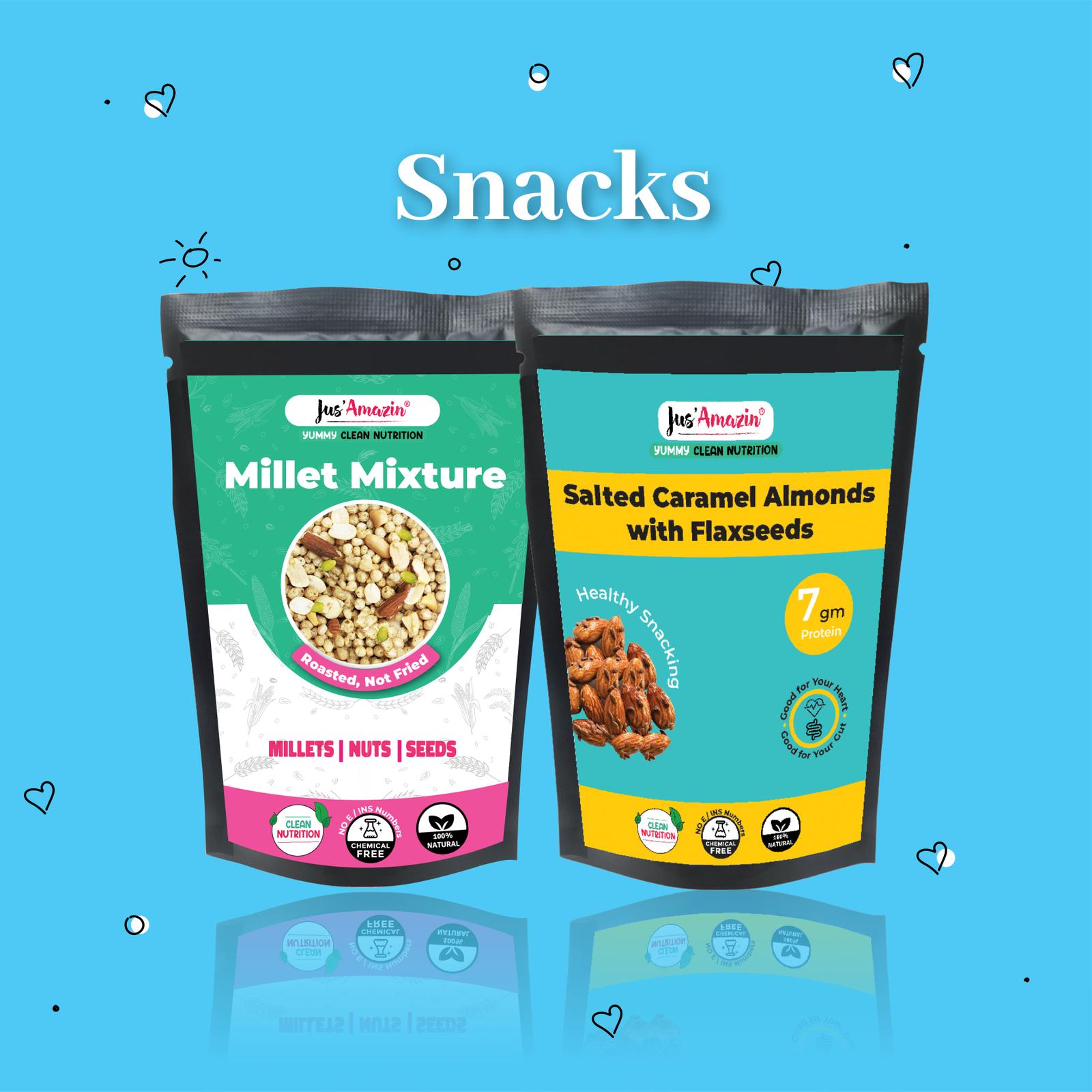 Old Jus Amazin snacks pouch — pre-rebrand